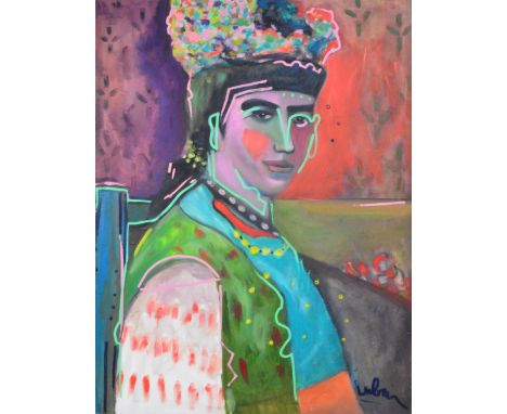 NOAH LUBIN (b.1979); acrylic on canvas, portrait study, signed, 102 x 75.5cm. (D) CONDITION REPORT: This lot qualifies for Ar