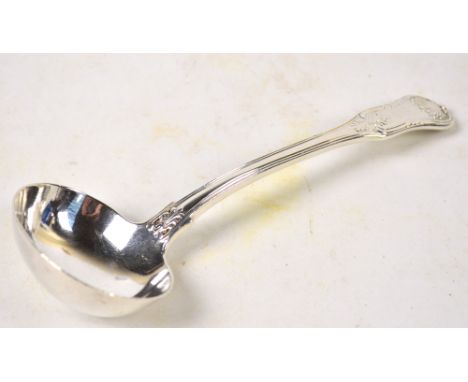 A George IV hallmarked silver Kings pattern sauce ladle, probably Richard Poulden, London 1822, approx 3.28ozt. CONDITION REP