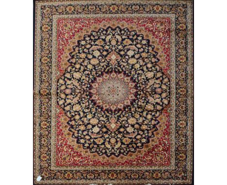 A blue ground Keshan carpet, 280 x 200cm.