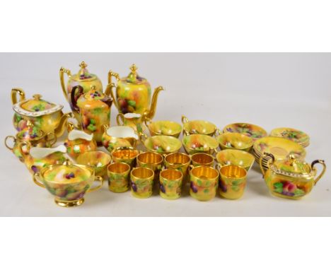 A large quantity of Brookdale fruit decorated hand painted dinner and tea wares by J. Mottram including teapot, two coffee po