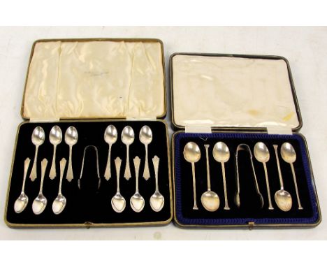 A cased set of twelve Edward VII hallmarked silver coffee spoons with bright cut decoration, Goldsmiths & Silversmiths Ltd, L