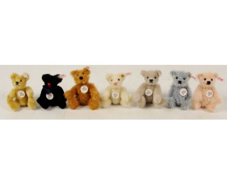 A group of seven small Steiff Club annual teddy bears from 1999-2005, height of each approx 9cm, each exclusive to members of