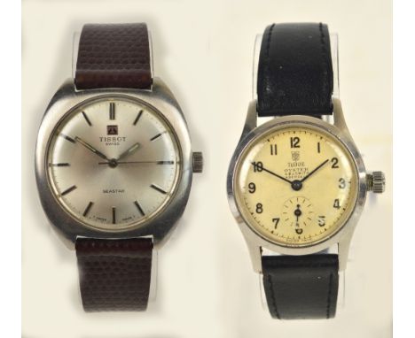 TUDOR; an Oyster gentleman's vintage wristwatch with circular dial set with Arabic numerals, subsidiary seconds dial and insc
