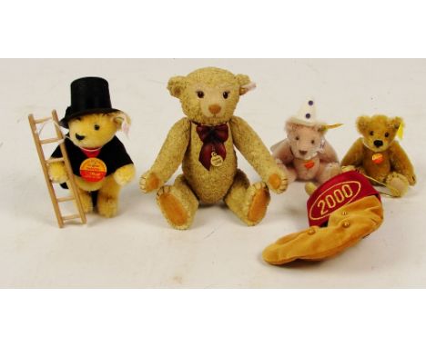 A small Steiff 1999 chimney sweep bear, no.030796, with white and red numbered tag to ear, no.11516, height approx 10cm, and 