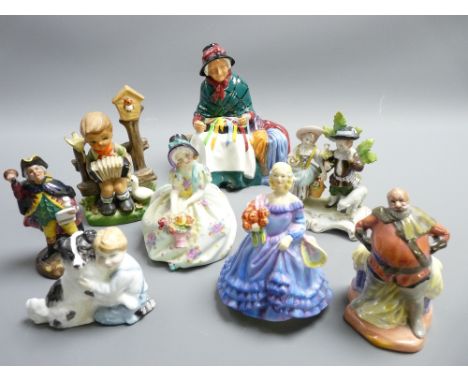 FIGURAL ORNAMENTS COLLECTION BY ROYAL DOULTON, ROYAL WORCESTER, SITZENDORF to include 'Silks and Ribbons' HN2017, 'Town Crier