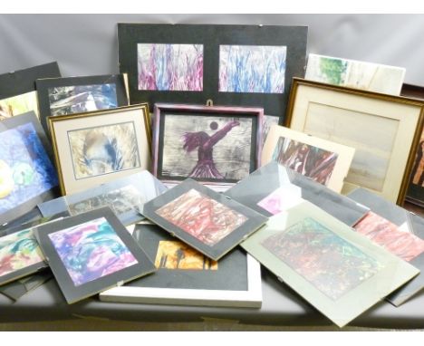 A PARCEL OF SUNDRY MIXED MEDIA PAINTINGS &amp; PRINTS mostly signed GAIA (approx18)