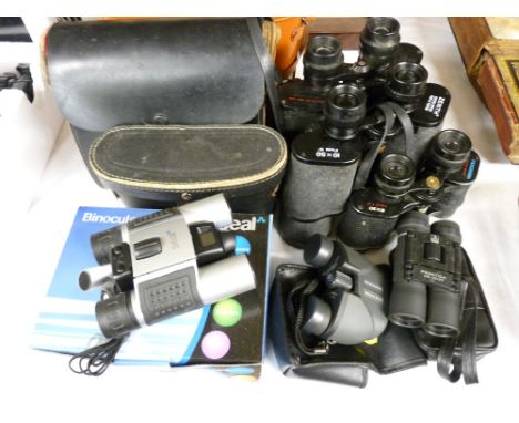 BINOCULARS &amp; FIELD GLASSES x 6 SETS including a boxed binoculars with digital camera combination, various makers