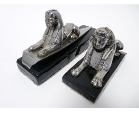 VINTAGE CAR MASCOTS X 2 - RECUMBENT SPHINX  for ARMSTRONG STAR SAPPHIRE Model, 5.5cms H, 15cms L, and a 1932 onwards RECUMBEN