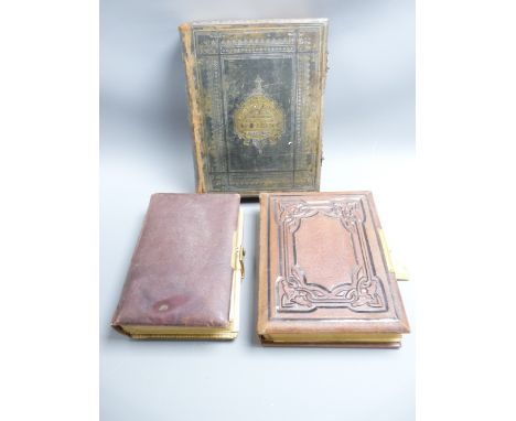 TWO VICTORIAN PHOTOGRAPH ALBUMS &amp; A FAMILY BIBLE 140 plus portrait images to one album, the other having single page port