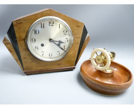 VINTAGE MANTEL CLOCK with a ship's wheel nutcracker