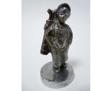 VINTAGE CAR MASCOT-GOLF CADDY  plated nickel, 1920s,10cms H.