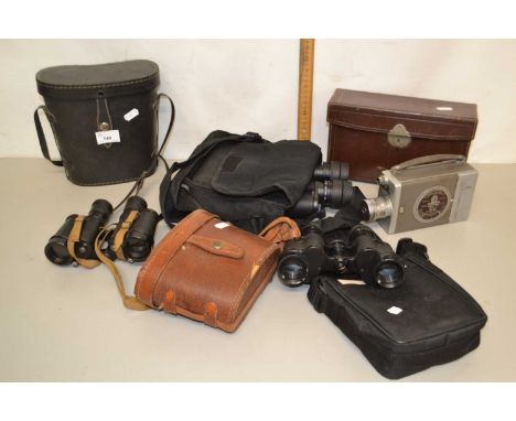 Mixed Lot: Various binoculars including Kershaw, Bell &amp; Jones, 6x30, Auriol 10x30 etc together with a Bell &amp; Howell c