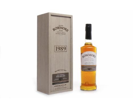 BOWMORE 1989 AGED 24 YEARS - FEIS ILE 2014Active. Bowmore, Islay.Distilled 1989, matured in a First Fill American oak barrel 