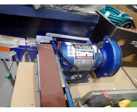 Clarke 6 inch bench grinder. All electrical items in this lot have been PAT tested for safety and have passed. This does not 