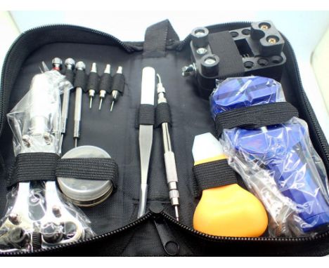 Canvas cased watch repair kit, contents factory sealed. UK P&amp;P Group 1 (£16+VAT for the first lot and £2+VAT for subseque