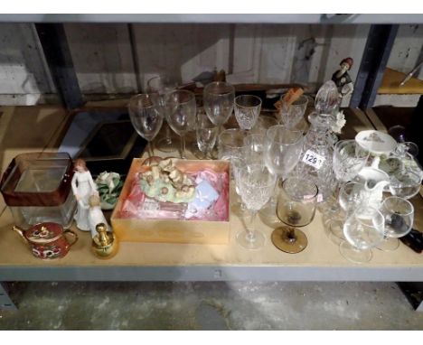Mixed ceramics and glassware including a decanter. Not available for in-house P&amp;P 