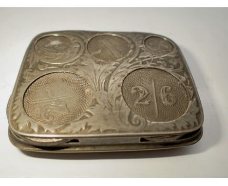 Vintage white metal coin case. UK P&amp;P Group 1 (£16+VAT for the first lot and £2+VAT for subsequent lots) 