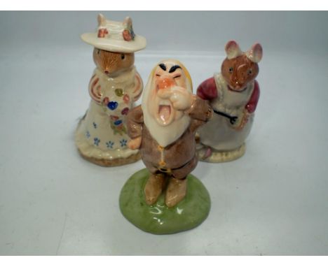 Three Royal Doulton figures, Sneezy, Poppy Eyebright and Clover. UK P&amp;P Group 2 (£20+VAT for the first lot and £4+VAT for