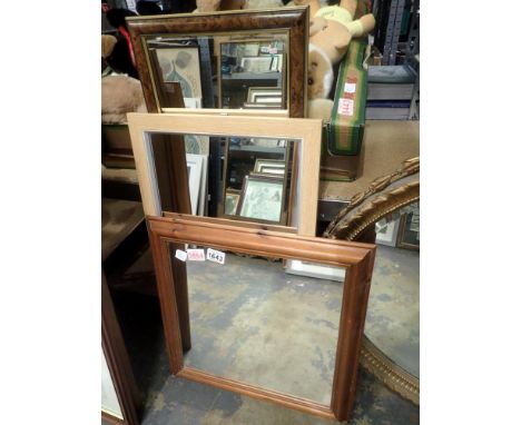 Three mirrors in frames, largest 48 x 48 cm. Not available for in-house P&amp;P 