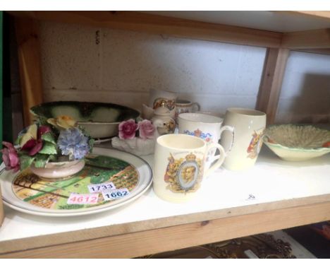 Shelf of mixed ceramics. Not available for in-house P&amp;P 