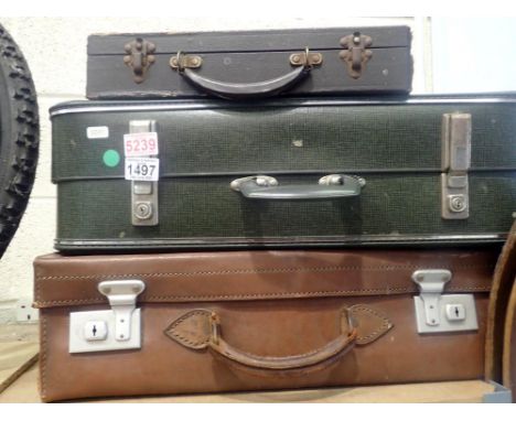 Three vintage leather cases, largest 63 x 42 cm H. Not available for in-house P&amp;P 