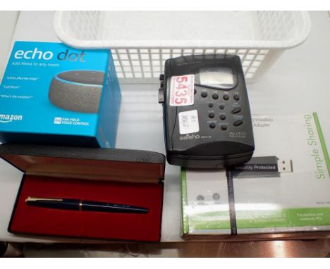 Boxed Echo Dot V.I, sealed Netgear N150 USB adapter and Saisho Walkman. UK P&amp;P Group 1 (£16+VAT for the first lot and £2+