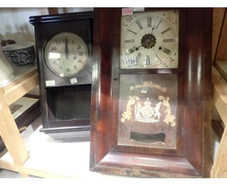 Two wall clocks with keys, largest H: 65 cm, W: 34 cm. Not available for in-house P&amp;P 