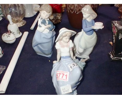 Three Nao figurines. UK P&amp;P Group 2 (£20+VAT for the first lot and £4+VAT for subsequent lots) 