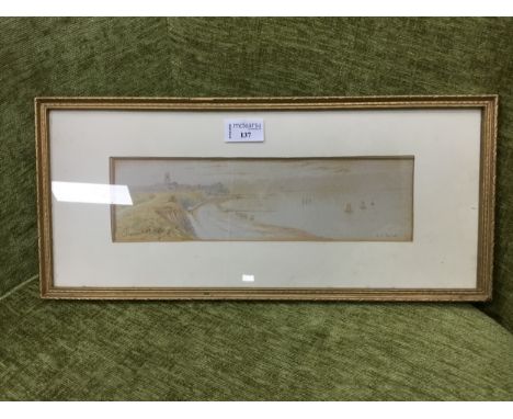 HUGH VANE TURNER (20TH CENTURY), CROMER watercolour on paper, signed and titled 8cm x 29cm Mounted, framed and under glass