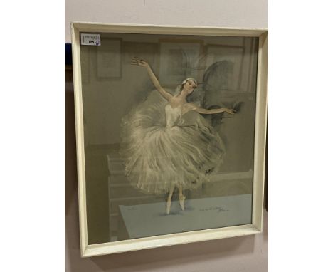 PAIR OF PRINTS OF BALLERINAS, each framed and under glass, 48.5cm x 43cm overall, along with another print and a pastel sketc