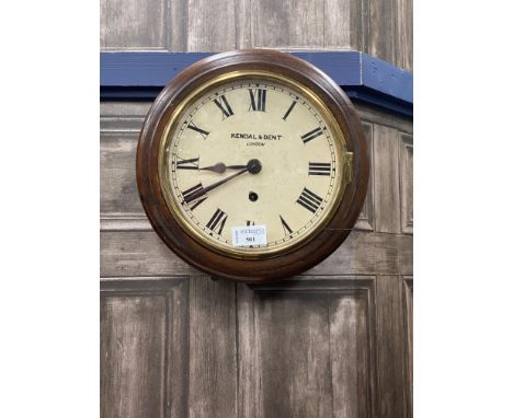 EARLY 20TH CENTURY WALL CLOCK BY KENDAL &amp; DENT OF LONDON, with brass rimmed door, 27cm diameter