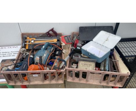 A mixed box of power tools, tool boxes &amp; electric items COLLECT ONLY