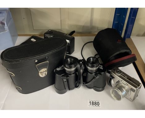 An Olympus 5 Trip camera in case, Sony Camera &amp; cased Ensign Binoculars&nbsp;