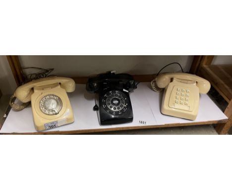 3 vintage telephones