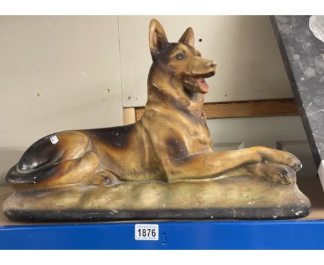A vintage chalk/plaster Alsatian dog