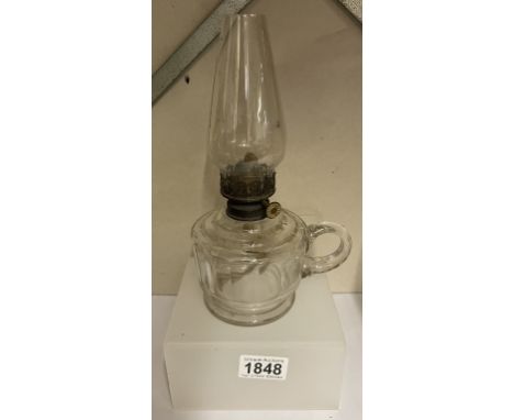 A vintage glass finger oil lamp COLLECT ONLY.
