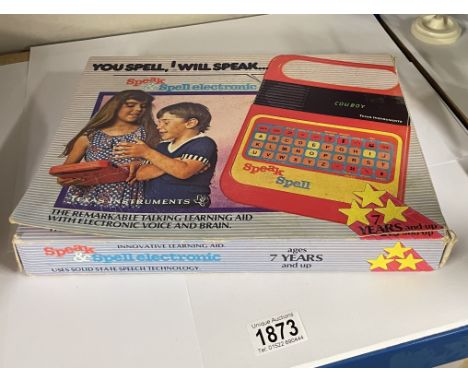 A vintage boxed Texas instruments speak &amp; spell electronic game in working order