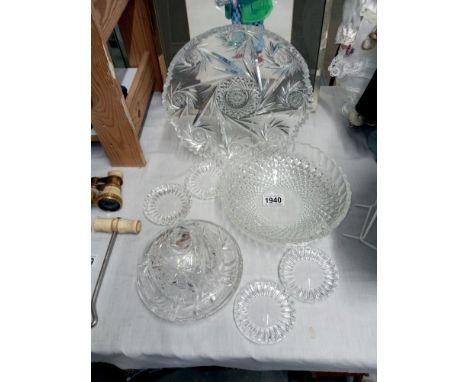 A selection of vintage moulded glass COLLECT ONLY