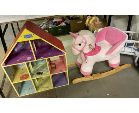 A child's rocking Unicorn, Doll's cot &amp; Peppa Pig house COLLECT ONLY