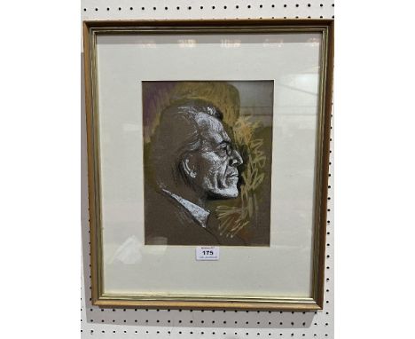 CONTEMPORY SCHOOL Portrait of a gentleman. Mixed media on paper 10¼' x 8'