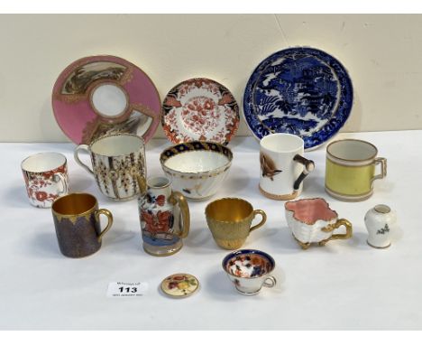 A collection of small ceramics to include first Worcester; Coalport, Derby etc.