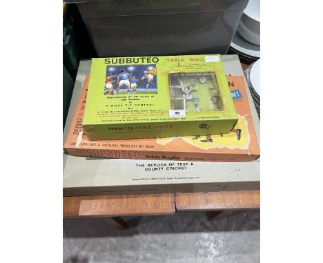 Subbuteo. Three sets, Test Cricket, rugby and soccer