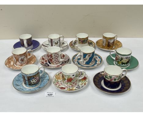 Eleven Coalport coffee cans and saucers, The Coalport Museum Historic Coffee Cup Collectors 1992