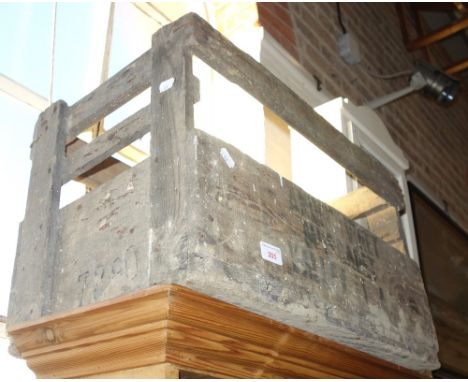 A SMALL VINTAGE PINE KITCHEN CABINET and a Vintage pine crate (2)