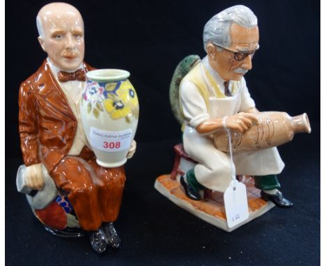 KEVIN FRANCIS; A WILLIAM MOORCROFT HANDLED FIGURE, 321/350 and a study of Bernard Leach 7/200 (2) with one box
