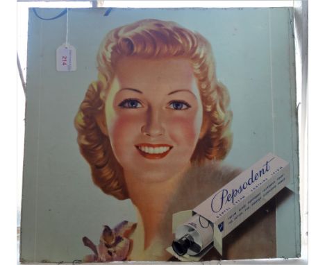 A VINTAGE 1930S ADVERTISING BOARD FOR "PEPSODENT" TOOTHPASTE