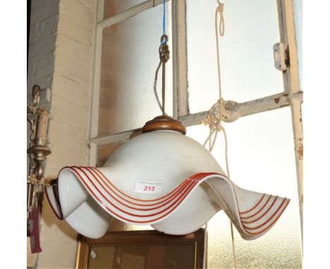 A MID 20TH CENTURY OPAQUE GLASS "HANDKERCHIEF" HANGING LAMP