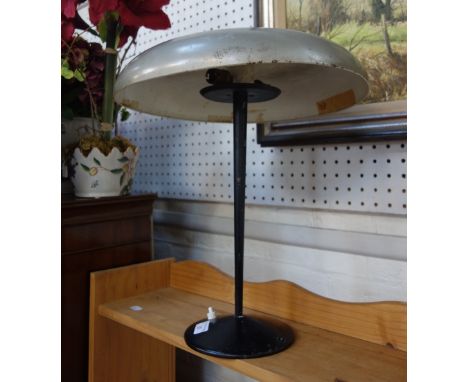A MID 20TH CENTURY CMB INDUSTRIAL 'MUSHROOM' DESK LAMP with grey painted shade, in the manner of Koch Lowy, 42cm high