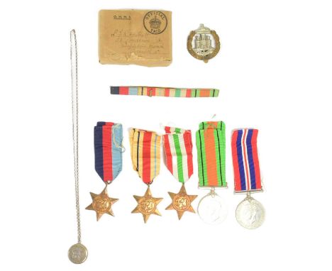 A WWII Second World War medal group awarded to one R. Hallett of Bristol. Medals comprising; British War medal, Defence medal