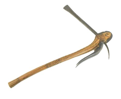 West African Nigerian Hausa people ceremonial axe believed Hausa people. Carved and chase decorated handle with antelope horn